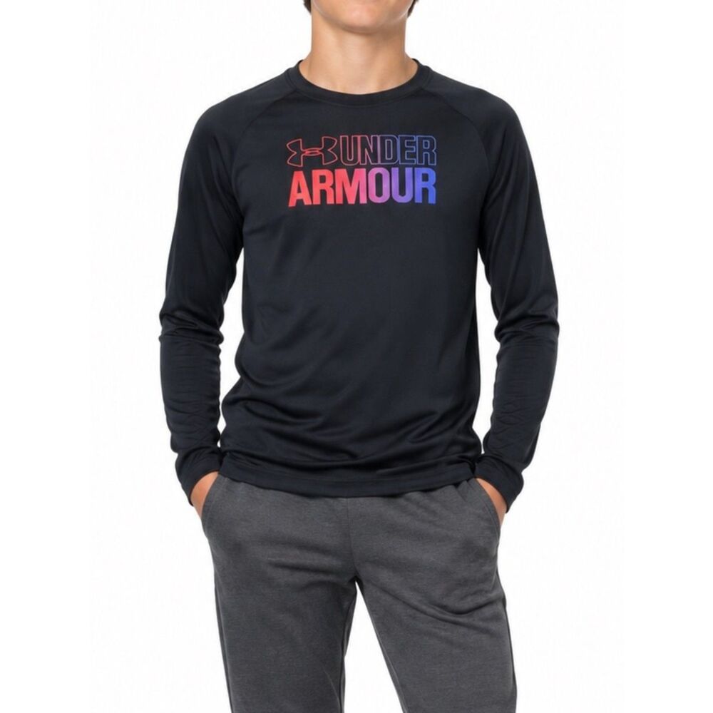 🔥 5 for $30 🔥 Under Armour Kids HeatGear Long Sleeve Logo Tee | Size YLG
